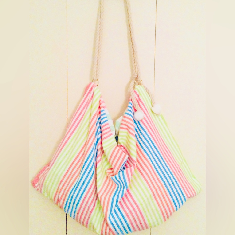 Multi color Striped beach tote!